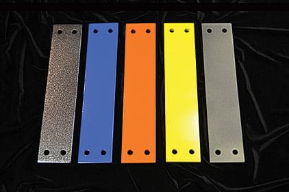 Powder coated steel finish — detail